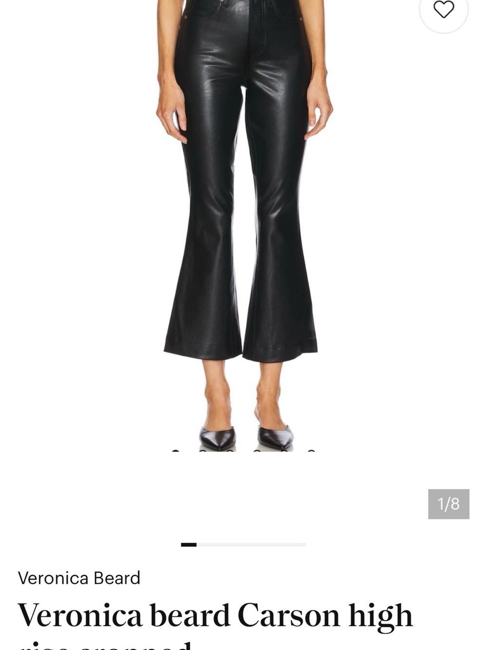 Veronica Beard Black High-Rise Cropped Leather Flare Pants
